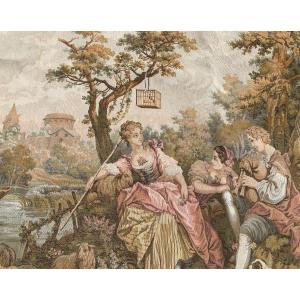 The Shepherdess And The Bird Tapestry Panel Gobelin  