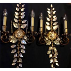 Pair Of Large Flower Wall Lights Maison Baguès