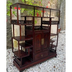 Small Chinese Exotic Wood Display Cabinet