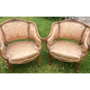 Pair Of Louis XV Style Bergere Armchairs