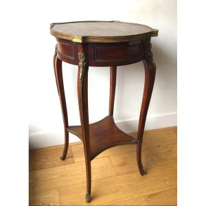 Scalloped Pedestal Table, Bronzes And Pink Marble