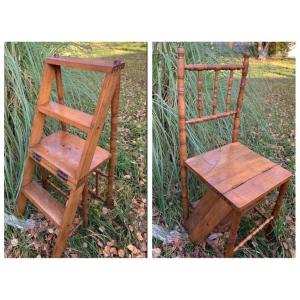 Bamboo Style Wooden Stepladder Chair 