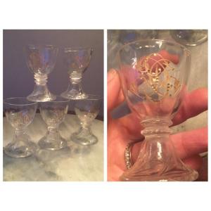 The 5 Small Liqueur Glasses Monogrammed In Gold 