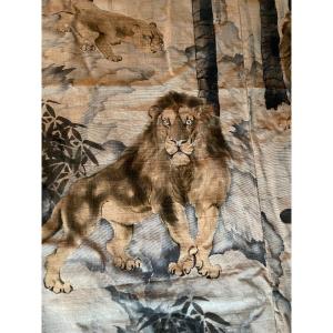 Japanese Lions And Lionesses Tapestry