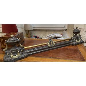 Two-patinated Bronze Fireplace Bar 