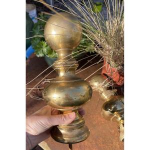Pair Of Gilt Brass Stable Stall Balls