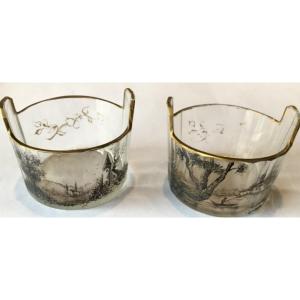 Set Of 2 Daum Nancy Salt Cellars, Circa 1890