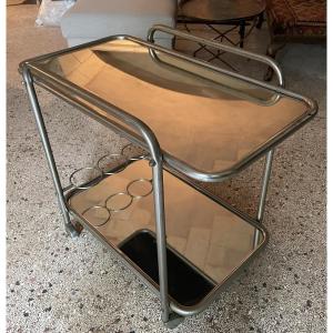 Rolling Serving Table, Art Deco Chrome Rolling Bar 1930