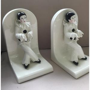 The Pair Of Pierrot Bookends 