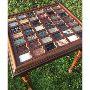 Louis XVI Style Table With Marble Marquetry Top
