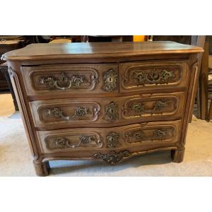 Rare Louis XV Chest Of Drawers With 4 Drawers In Natural Wood 