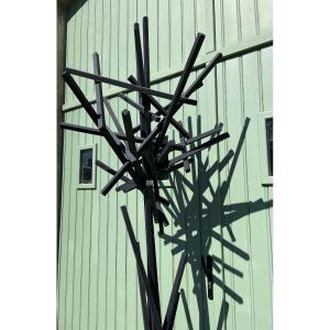 Large Brutalist Wooden Coat Rack,