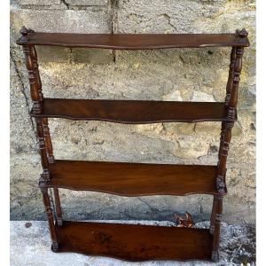 Small Mahogany Wall Shelf With Columns 