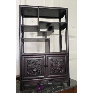 Exotic Wood Display Shelf, Circa 1900