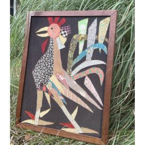 Patchwork Rooster Painting 