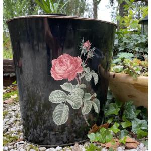 Screen-printed Sheet Metal Wastepaper Basket, 1950s
