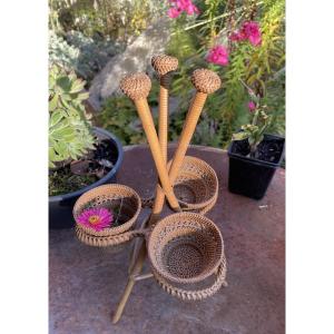 Small Woven Wicker Servant, Circa 1900 