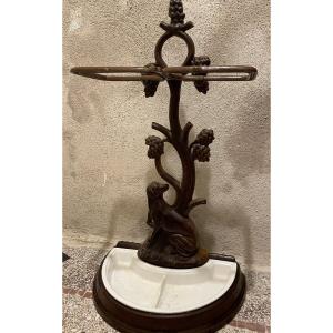 20th Century Enamelled Cast Iron Dog Umbrella Stand