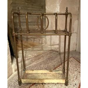 Antique Umbrella Stand, Large Size, In Gilt Brass, 19th Century