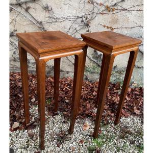 The Pair Of Tall Chinese Stools 