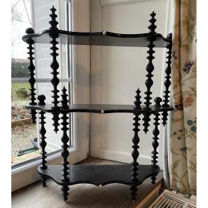 Napoleon III Shelf, Blackened Wood And Bone