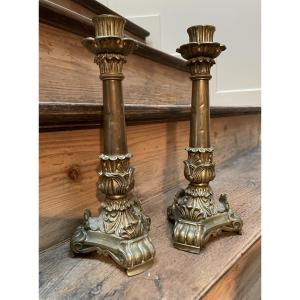 The Pair Of Restoration Period Candlesticks 