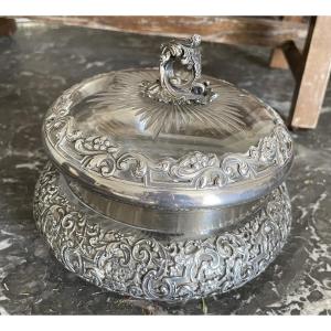 Baccarat Silver And Crystal Bonbonniere