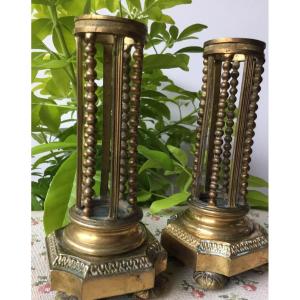The Pair Of Small Louis XVI Style Openwork Torches