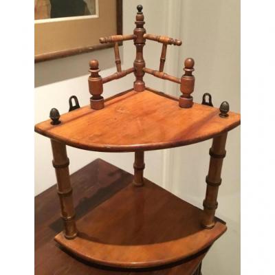 Etagère d'Angle Bambou Et Pommes De Pin Laiton, Napoléon III
