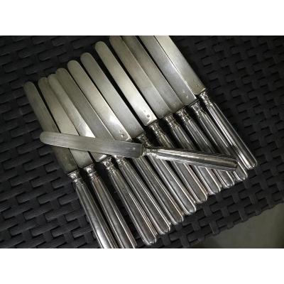 Twelve 950 Silver Dessert Knives