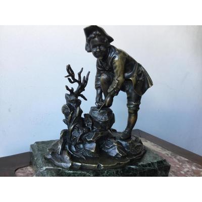 Topic In Bronze Page Lapping Her Shoe, Nineteenth