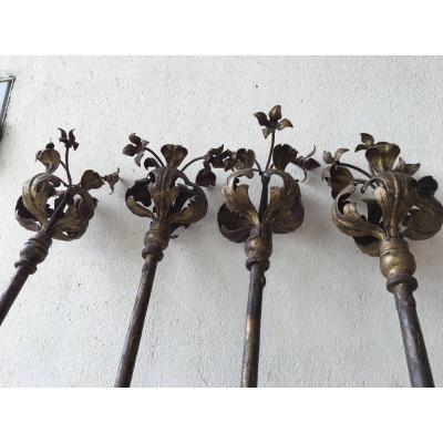 Four Amounts Of Baldappin Wrought Iron Crafts, Italy, XVIII