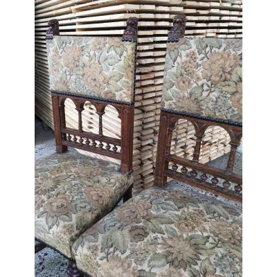 Pair Of Chairs With Gules Of Lions, Napoleon III Period