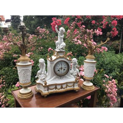 Sèvres Biscuit Chimney Trim Signed Desjardins