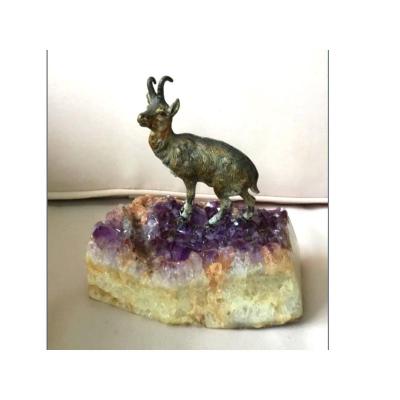 Vienna Bronze Chamois On Amethyst Base, 1900