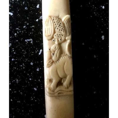 Carved Ivory Cigarette Smoker Japan Circa 1900
