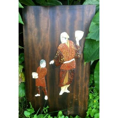 Japanese Panel, Father And Son, XIXth