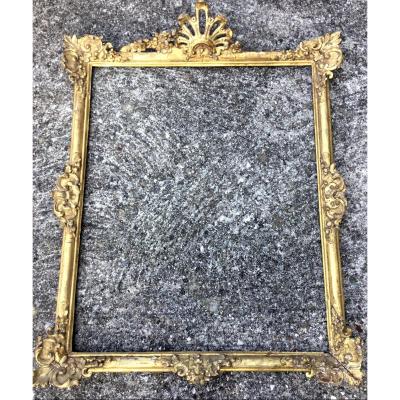 Large 17th Century Frame, Louis XIV, In Carved And Gilded Wood.