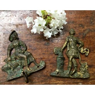 Two Bronze Restoration Period Miniature Doors
