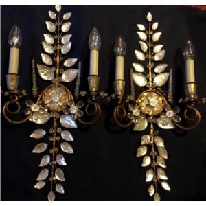 Pair Of Large Flower Sconces Maison Baguès