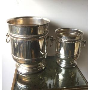 Christofle Perles Model Champagne And Ice Bucket In Silver Metal