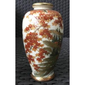Small Satsuma Porcelain Vase Autumn Leaves