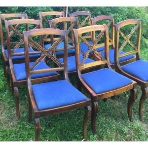 Suite Of 9 Chairs With Braces Backrest D Napoleon III Period