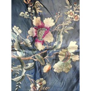 China, Embroidered Cushion Cover, Lavender Blue Background