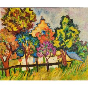 L. Eliet (xxth), The White House, Oil On Canvas Signed, Framed.