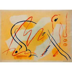 Albert Coste (1895-1985), Abstract Composition, Gouache On Paper, Signed, Dated, 61