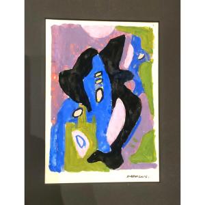 A. Coste (1896-1985), Abstract Composition, Gouache On Paper, Signed On The Right, Circa 56..