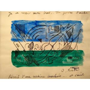 Albert Coste (1895-1985), Abstraction, Gouache Signed On The Right, 56, Framed.
