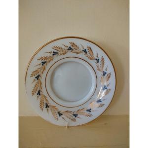 White Opaline Plate With Desvignes Decor, Charles X Period