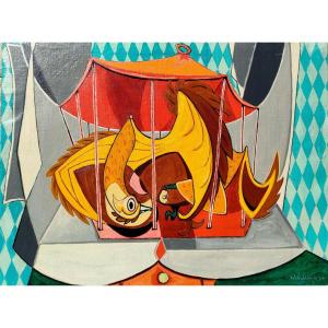 Bud Wehrheim (1910-2001), The Yellow Bird, Oil On Canvas Signed, Dated 1947